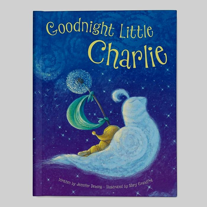 Personalized children's book titled Goodnight Little Charlie, a unique custom gift idea for Christmas.