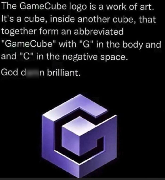 Explanation of the GameCube logo design highlighting smart and cool design elements by a creative designer.