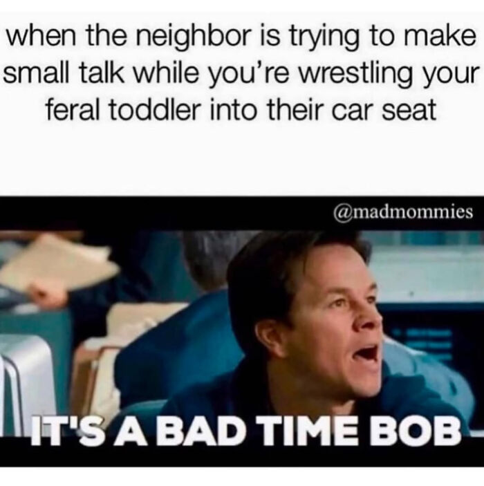 Man frustrated while wrestling toddler into car seat, illustrating relatable memes for parents about chaotic parenting moments.