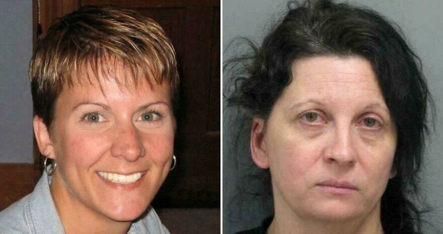 Side-by-side photos showing dramatic transformation in a woman, illustrating random pictures that intrigue viewers deeply.