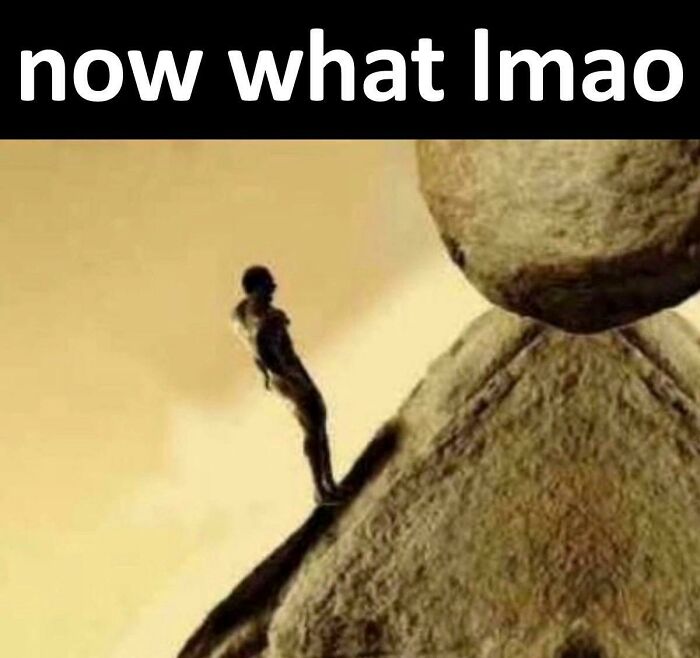 Silhouette of a person leaning back against a large rock on a steep hill, intellectual philosophy memes concept.