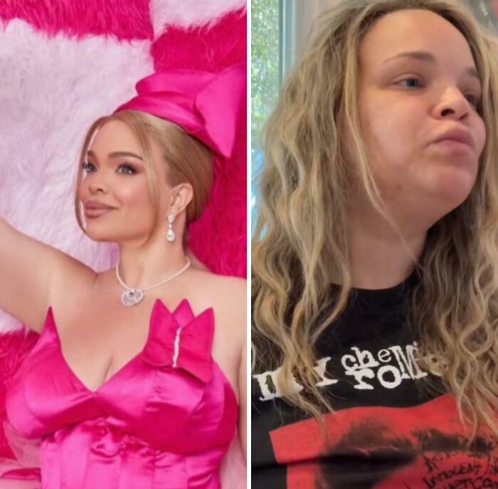 Side by side comparison showing Instagram glam versus reality moments revealing the truth behind the appearance.