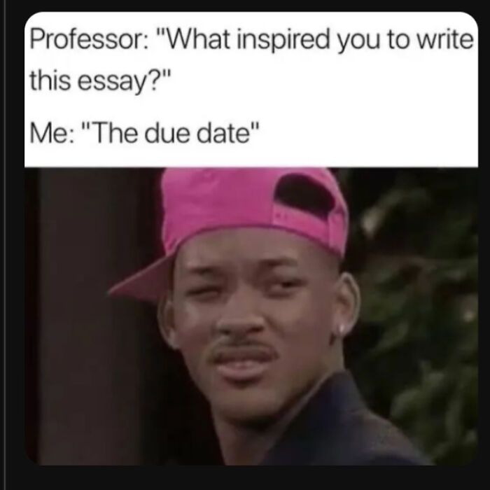 Student meme showing a confused young man wearing a pink cap, highlighting college life running on hope and energy drinks.