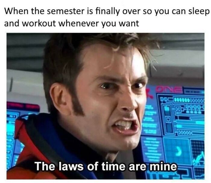 College meme featuring a student excited about freedom after semester, illustrating hope and energy drink humor for students.