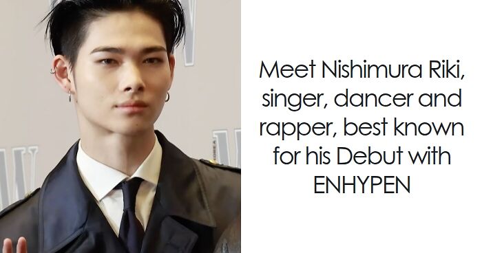 Ni-Ki posing in a dark coat and tie, known for his bio and career highlights as a singer and dancer.