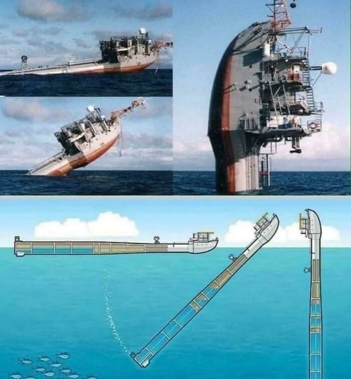 Partially submerged ship sinking vertically in water, illustrating megalophobia fear of large objects in a staged ocean scene.