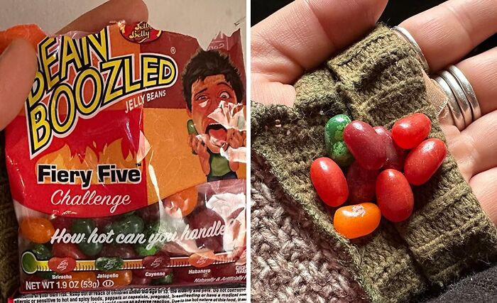 Bean Boozled jelly beans in a hand, part of wacky foods that make the perfect gift for snack-obsessed friends.
