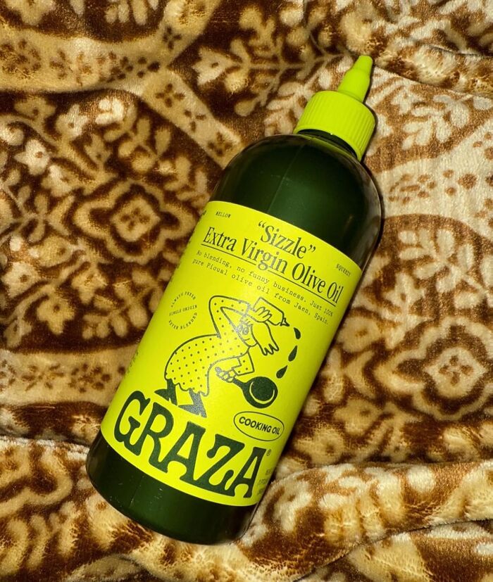 Bottle of Graza extra virgin olive oil as a gift idea for last-minute guests not on Santa’s original list.