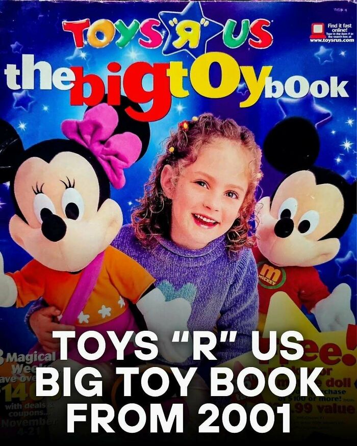 Toys R Us Big Toy Book cover from 2001 with nostalgic 90s and 2000s childhood characters Minnie and Mickey Mouse.