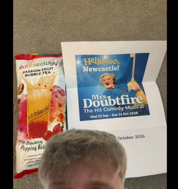 Passion fruit bubble tea kit and Mrs. Doubtfire musical ticket as examples of worst Xmas presents received this holiday season.