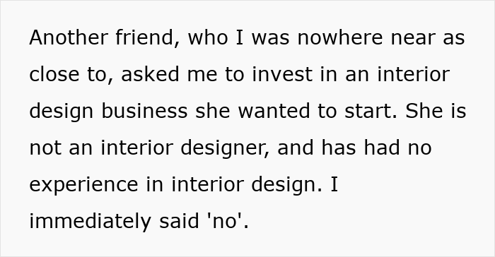 Woman sad ending a 22-year-long friendship after friend’s unhinged request about business investment Woman sad ending a 22-year-long friendship after friend’s unhinged request about business investment