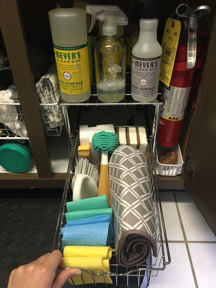 The Dark, Terrifying Abyss Under Your Sink Where Old Sponges Go To Die Can Now Be A Calm, Organized, And Surprisingly Accessible Space Thanks To A Stackable Under Sink Organizer 