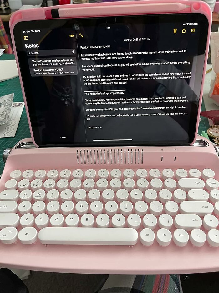 That Deeply Satisfying, Clicky-Clacky Sound Of A Bygone Literary Era Can Now Be A Part Of Her Daily Email Routine With A Wireless Typewriter Keyboard 
