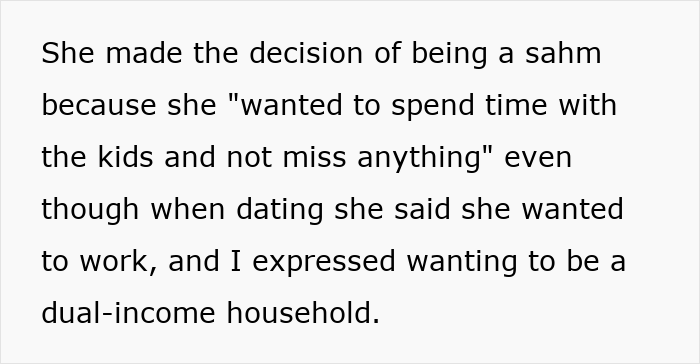 Text excerpt about a stay-at-home mom feeling poor despite receiving $1K/month as fun money from her husband. Text excerpt about a stay-at-home mom feeling poor despite receiving $1K/month as fun money from her husband.