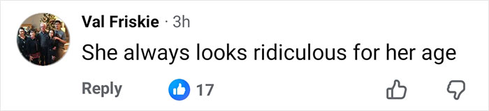 Social media comment criticizing Gwen Stefani's inappropriate outfit at Rockefeller Tree Lighting event. Social media comment criticizing Gwen Stefani's inappropriate outfit at Rockefeller Tree Lighting event.