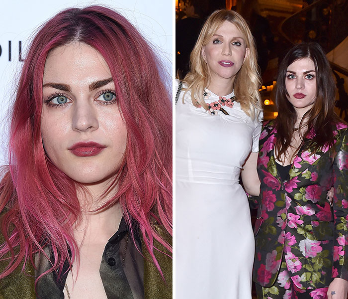 Actresses with dyed hair and floral suits representing nepo babies who distanced themselves from famous families.