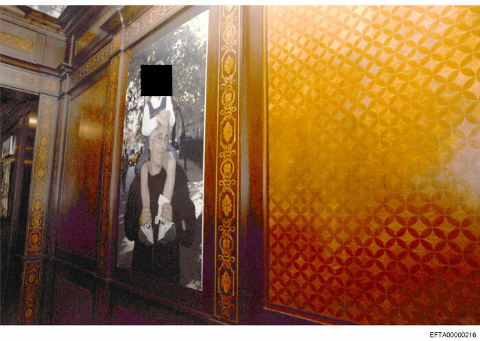 Photograph in NYC townhouse showing disturbing art and bizarre role-play costumes linked to Epstein file dump.