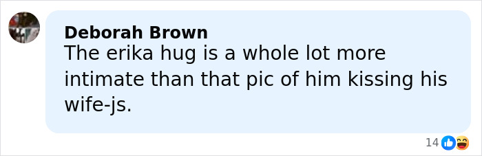 Comment mentioning Erika hug and marriage speculation involving JD Vance in a social media post. Comment mentioning Erika hug and marriage speculation involving JD Vance in a social media post.