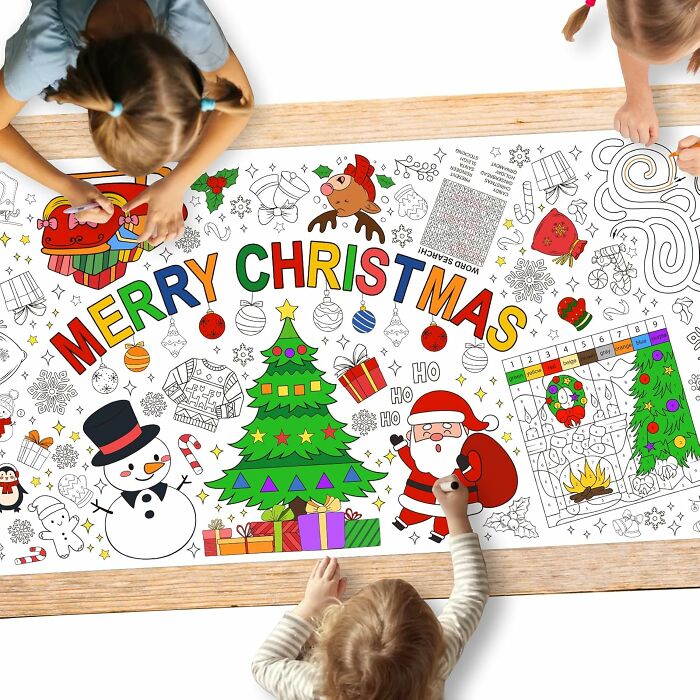 A Christmas Tablecloth For Kids To Color In Is A Blank Canvas For Tiny Artists To Unleash Their Inner Holiday Spirit