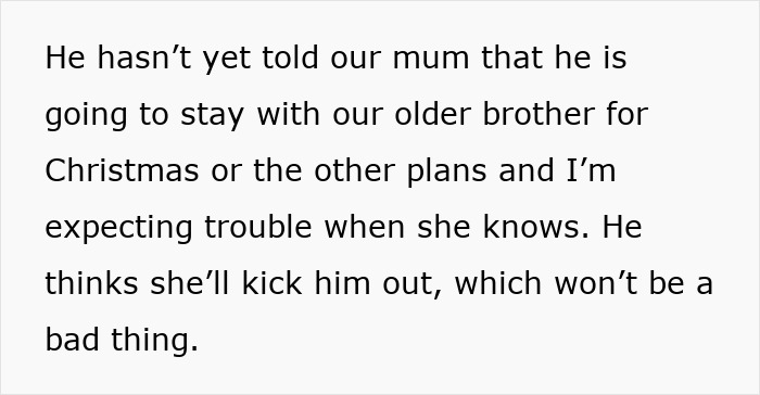 Text about family tension and a vegan teen's diet struggles, with mom trying to keep toxic relative and brother away.