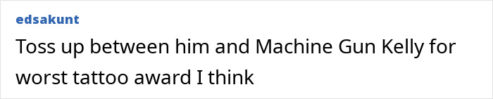 Comment on a social media post debating Ed Sheeran&rsquo;s shredded physique and comparing tattoos with Machine Gun Kelly.