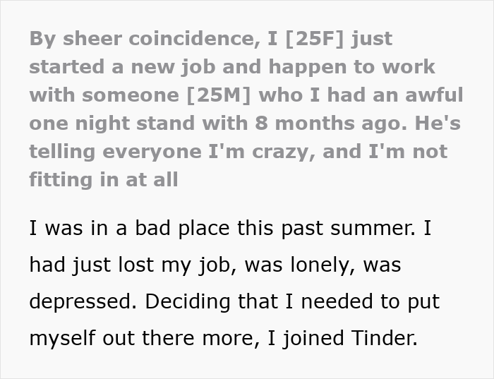 "He's Telling Everyone": Woman's New Job Is A Living Nightmare Thanks To A Terrible One-Night Stand