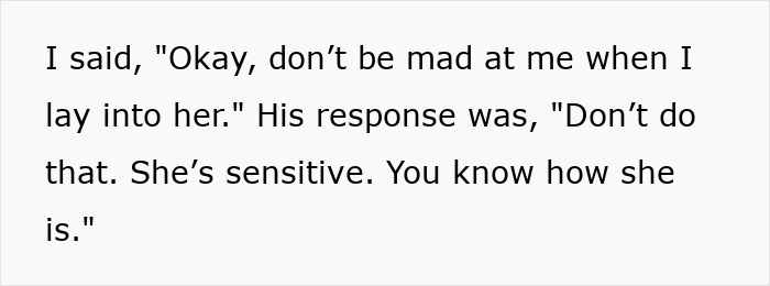 Text excerpt showing conversation about being sensitive while discussing entitled mother expenses split with son and girlfriend. Text excerpt showing conversation about being sensitive while discussing entitled mother expenses split with son and girlfriend.