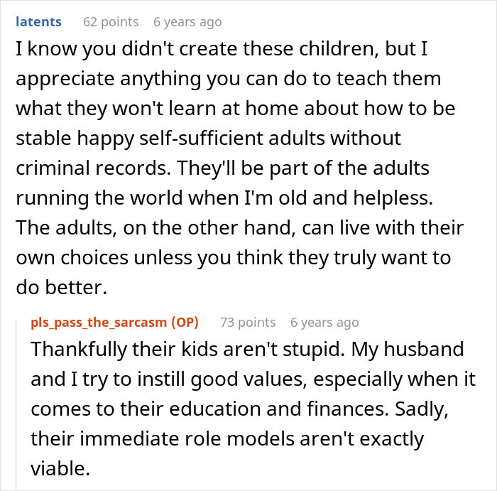 Commenters discuss teaching children life skills and values with insights on raising self-sufficient adults, related to brother making bil pay dinner.