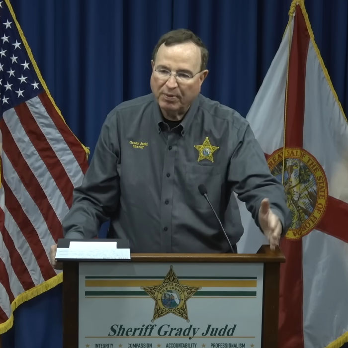 Sheriff Grady Judd speaks at a press conference about a man's heated NFL argument with family incident. Sheriff Grady Judd speaks at a press conference about a man's heated NFL argument with family incident.