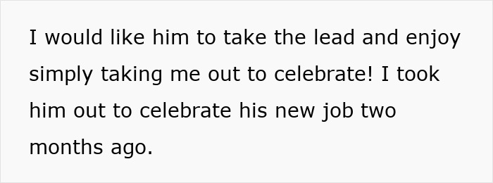 Text excerpt about a woman spoiling her boyfriend on his birthday and feeling disappointed after receiving petrol money as a gift.