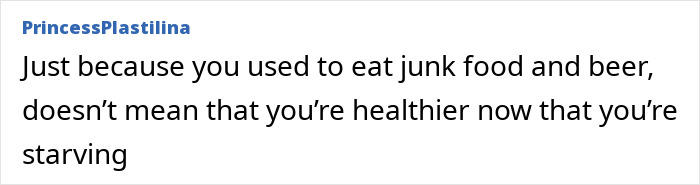 Text post from PrincessPlastilina sharing a message about body-shaming and health, related to Ariana Grande’s reminder.