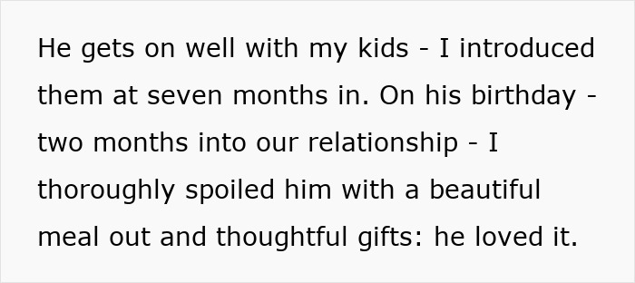 Woman spoils boyfriend on his birthday with a meal and gifts but feels awkward receiving petrol money as a gift in return.