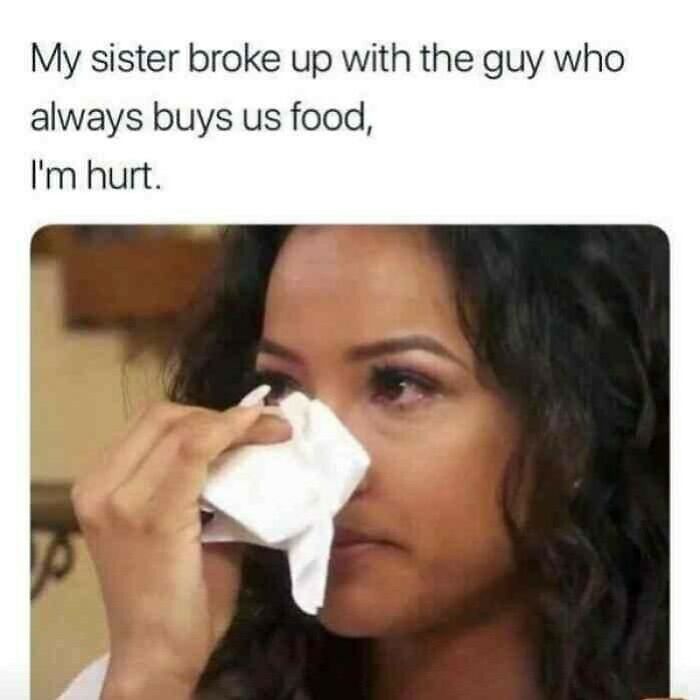 Woman wiping tears with tissue, expressing sadness about sibling-related food situation, capturing sibling memes humor.