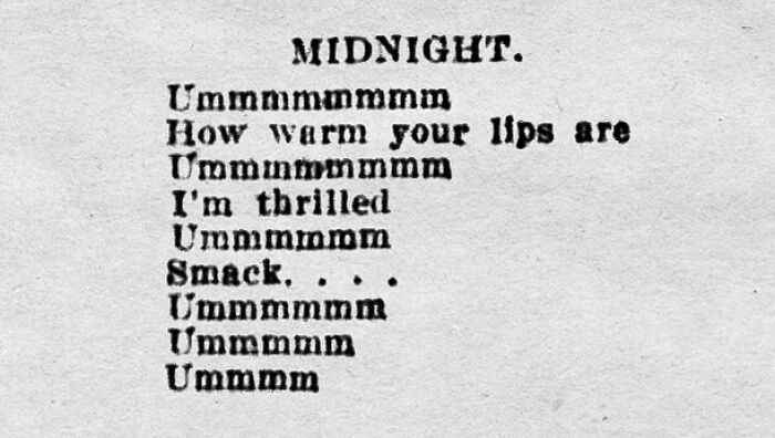 Vintage newspaper clipping showing humorous and relatable text about warm lips and midnight musings.