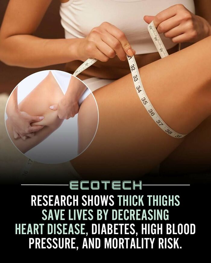 Woman measuring her thighs with a tape measure highlighting wholesome facts about positivity and health benefits of thick thighs.