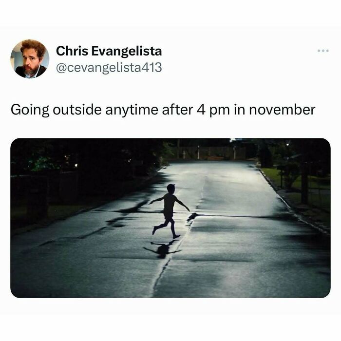 Child running on a dark street at night, illustrating a random meme to spice up life and add humor to boring moments.