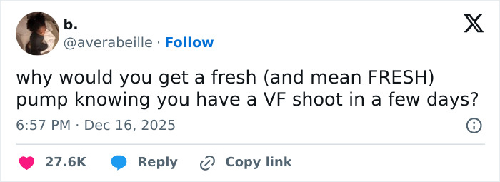 Screenshot of a tweet discussing VF photographer and Karoline Leavitt’s close-up photo controversy over lip filler marks. Screenshot of a tweet discussing VF photographer and Karoline Leavitt’s close-up photo controversy over lip filler marks.