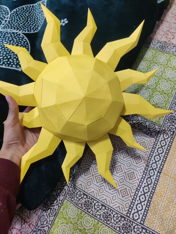 I Couldn't Find Affordable Wall Art, So I Designed A Low-Poly "Sun & Moon" Out Of Paper I Couldn't Find Affordable Wall Art, So I Designed A Low-Poly "Sun & Moon" Out Of Paper