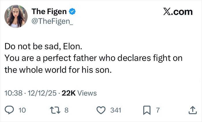 Screenshot of a tweet supporting Elon Musk amid tragic mental illness comments about his daughter Vivian sparking outrage online. Screenshot of a tweet supporting Elon Musk amid tragic mental illness comments about his daughter Vivian sparking outrage online.