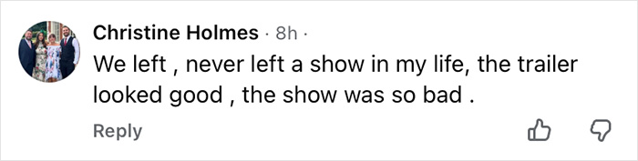 Audience member&rsquo;s comment criticizing Wizard Of Oz performance as so bad that they left the show.