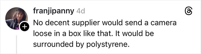 Comment from woman claiming Christmas gift was shattered due to delivery driver, discussing packaging concerns. Comment from woman claiming Christmas gift was shattered due to delivery driver, discussing packaging concerns.