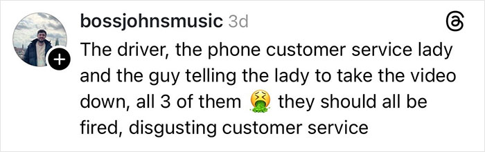 Comment by user bossjohnsmusic criticizing delivery driver and customer service over a shattered Christmas gift incident. Comment by user bossjohnsmusic criticizing delivery driver and customer service over a shattered Christmas gift incident.