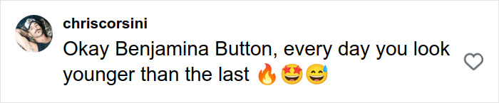 Screenshot of a social media comment praising a youthful appearance, relevant to plastic surgeon perspective on wrinkles.