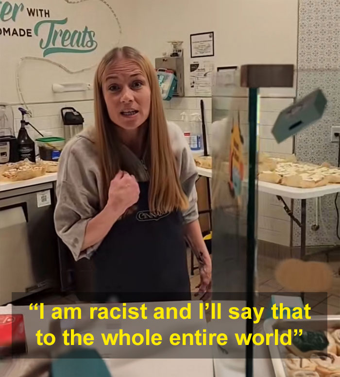 Cinnabon employee aggressively shouting in bakery, related to racist incident involving Somali couple in viral video. Cinnabon employee aggressively shouting in bakery, related to racist incident involving Somali couple in viral video.