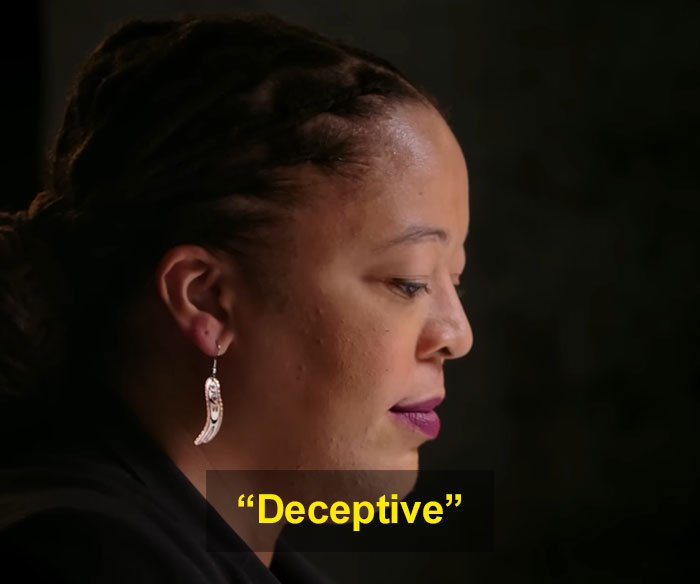 Woman in profile with braided hair and hoop earring, captioned deceptive, related to Sydney Sweeney lie detector test controversy. Woman in profile with braided hair and hoop earring, captioned deceptive, related to Sydney Sweeney lie detector test controversy.