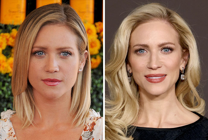 Side-by-side photos of Britanny Snow showing her natural look amid plastic surgery rumors and public reactions. Side-by-side photos of Britanny Snow showing her natural look amid plastic surgery rumors and public reactions.