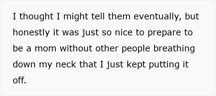 Text excerpt from a 23-year-old new mom explaining why she hid her pregnancy from her religious family.