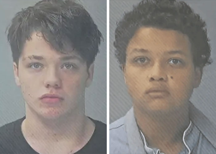 Mugshots of two teens charged with homicide after a brutal attack on a 14-year-old girl.