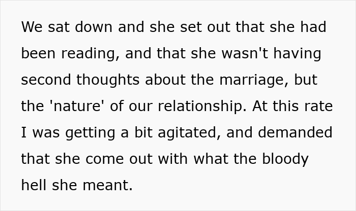 Alt text: Man rethinking marriage after fiancée’s unexpected request months before wedding causes emotional distress