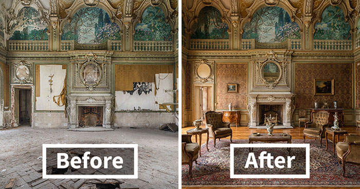 I Document Decay And Use AI To Show What These Places Looked Like Long Ago (20 Pics)